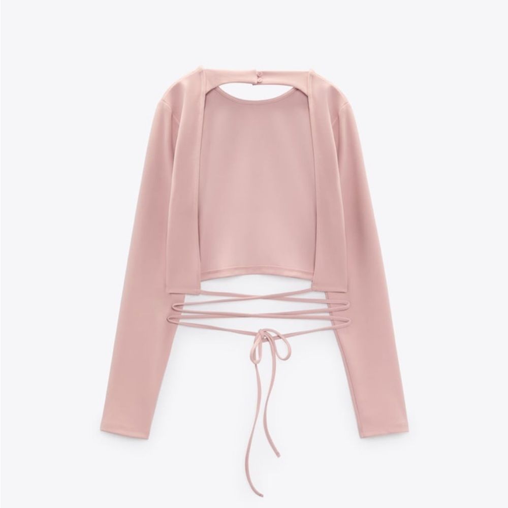 ZARA PALE PINK CROP TOP & SKIRT (sold as a set) LARGE 3067/132/030/18 - Picture 13 of 15